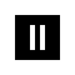Two vertical white bars centered on a black square with a white background creating a simple abstract design
