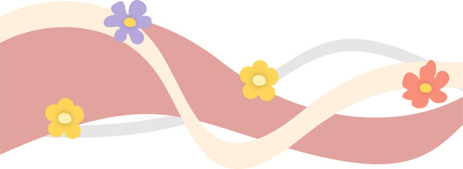 Abstract Wave with Flowers Border