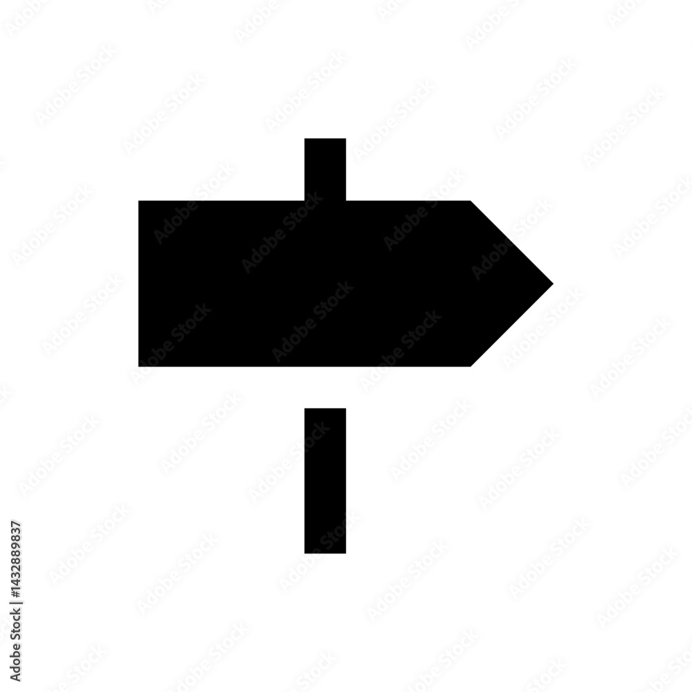 Poster a simple black signpost with an arrow pointing to the right direction on a white background illustra