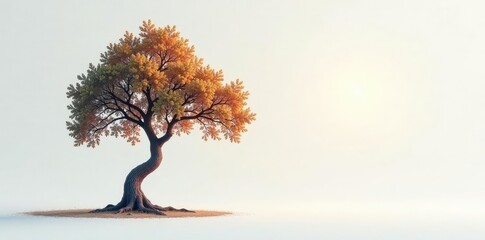 A single branch stretches towards a faint light on white background, tree, abstract, isolated