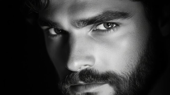 Close-up portrait of a man with intense gaze