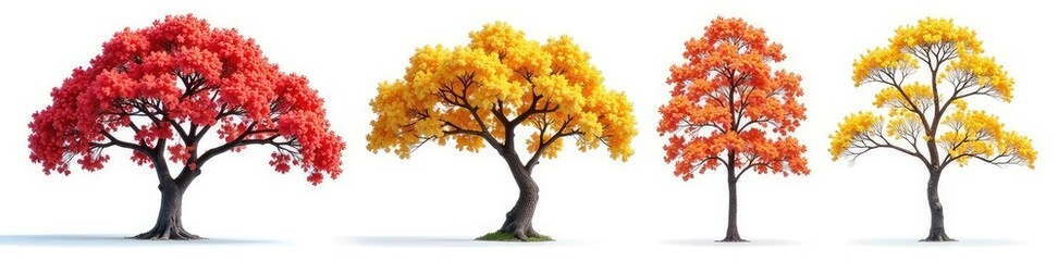 Obraz premium Branches of trees isolated on white background, branch, isolation