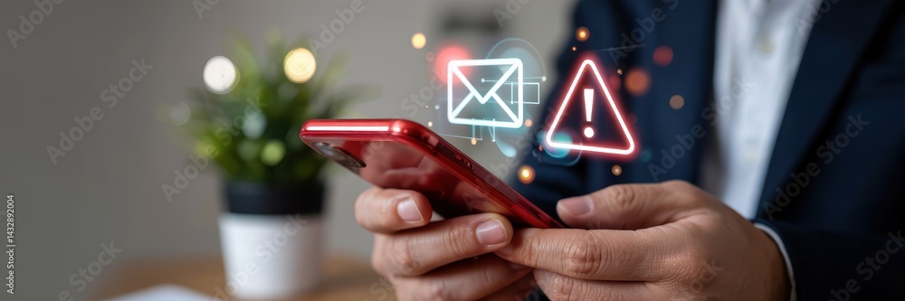 Poster mobile device displaying email warning signs.