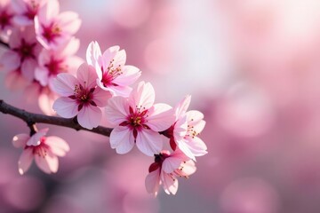Fototapeta premium Delicate pink sakura blossoms, intricate branch pattern, sakura, light