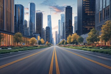 Fototapeta premium Contemporary Urban Landscape with Skyscrapers and Vibrant City Features on Broad Street
