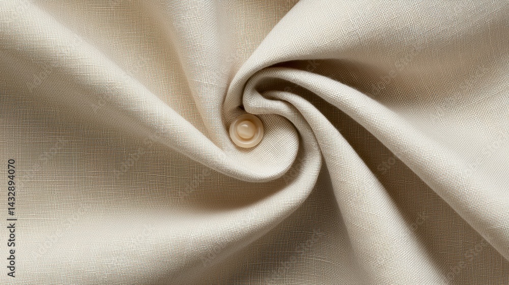 Poster a close-up view of a beige fabric with a button in the center.