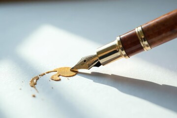 Naklejka premium Elegant fountain pen leaving a trail of ink on pristine white , luxury, isolated, white