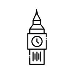 Big, ben, clock, bell, sight, tower, london icon, vector illustration