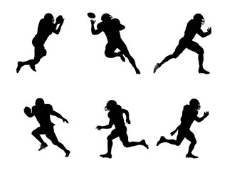 Group of silhouettes showing football action