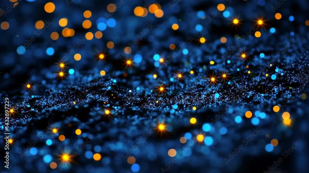 Poster sparkling night sky captured in shimmering particles lighting up a dark surface generative ai