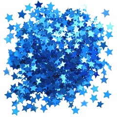 Blue Star Background. Festive Confetti Bunch in Blue Stars Sparkle Decoration