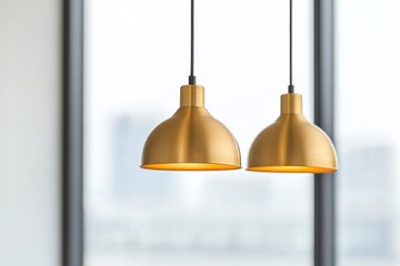 Golden hanging lamps
