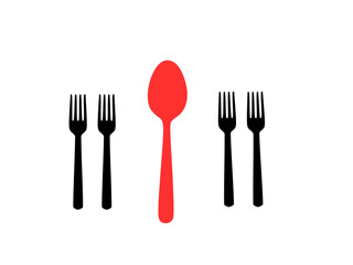 fork and knife on white background