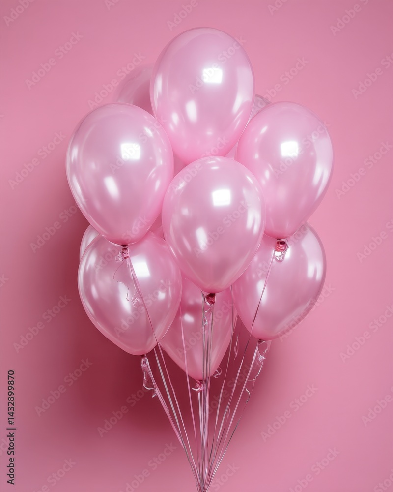 Poster elegant pink balloons float against a matching backdrop creating a cheerful and celebratory atmosphe