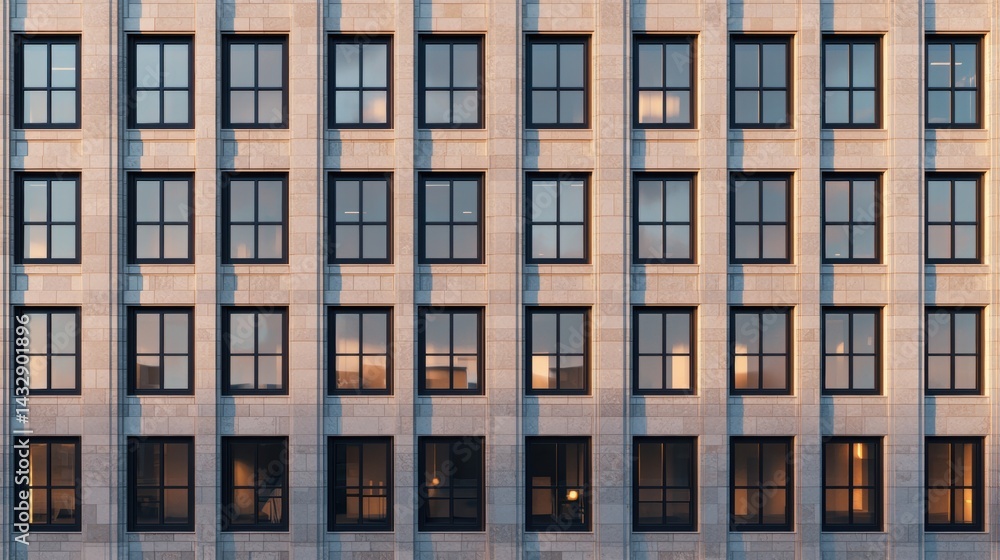 Poster a building with many windows.