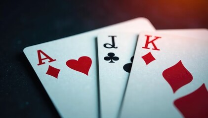 Playing cards arranged in a royal flush sequence , cards, game