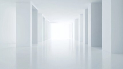 Fototapeta premium Dynamic low-poly geometric shapes on white background creating abstract minimalist design, ideal as modern studio backdrop, presentation template, or digital canvas for 3D visualization.