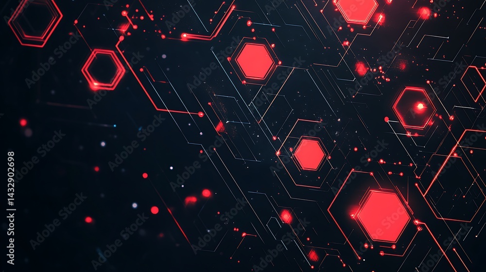 Aufkleber futuristic digital abstract background, futuristic digital abstract background with red geometric sh
