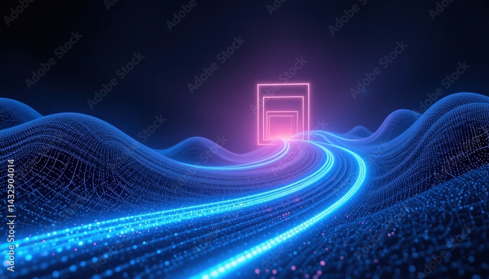 Aufkleber digital transformation journey virtual space abstract visuals futuristic environment 3d perspective 