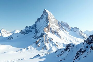 Obraz premium Snow-covered mountain peak, pristine white landscape , elevation, beauty, rocks