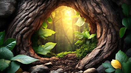 Obraz premium Forest View Through Tree Trunk