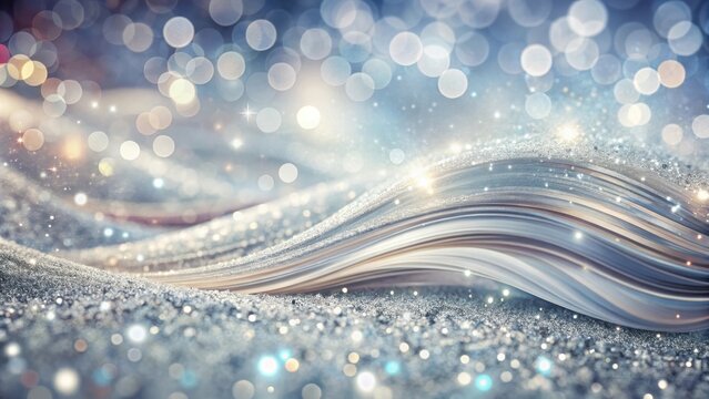 Soft focus abstract background with glossy silver waves and luxury glitter particles in a mesmerizing swirl , decoration