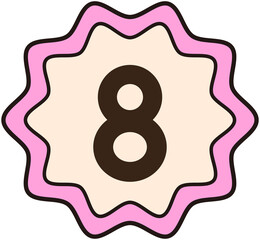 Cute Sawtooth Round Shape Number 8
