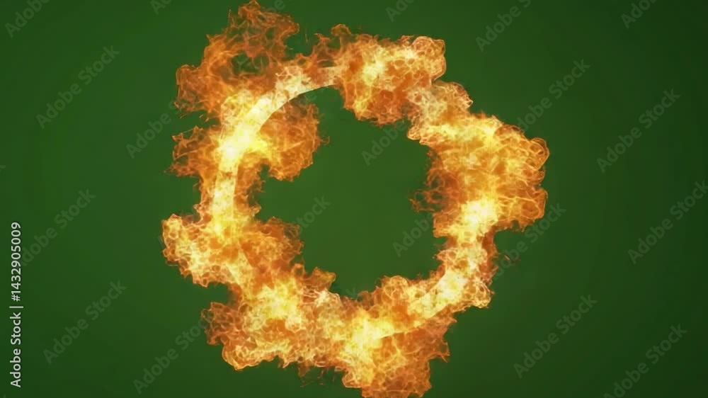 Poster ring of fire: a mesmerizing display of flames, intricately arranged in a circular pattern against a 