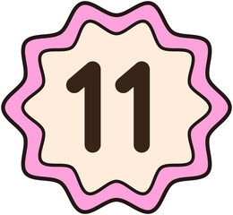 Cute Sawtooth Round Shape Number 11
