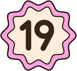 Cute Sawtooth Round Shape Number 19
