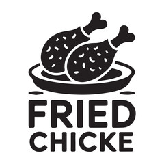 Black Fried Chicken Icon Vector for Minimal Design