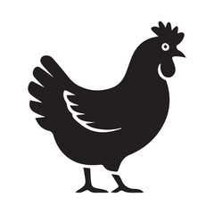 Black Icon Chicken Vector Clean White Background