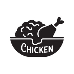 Fried Chicken Graphic Icon Vector Black on White