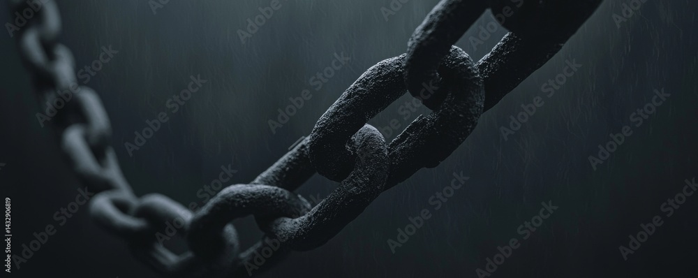 Poster a close-up view of a weathered chain symbolizing strength and resilience in adversity.
