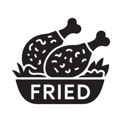 Minimal Black Fried Chicken Icon on White Surface 2