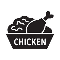 Simple Black Vector Icon of Fried Chicken
