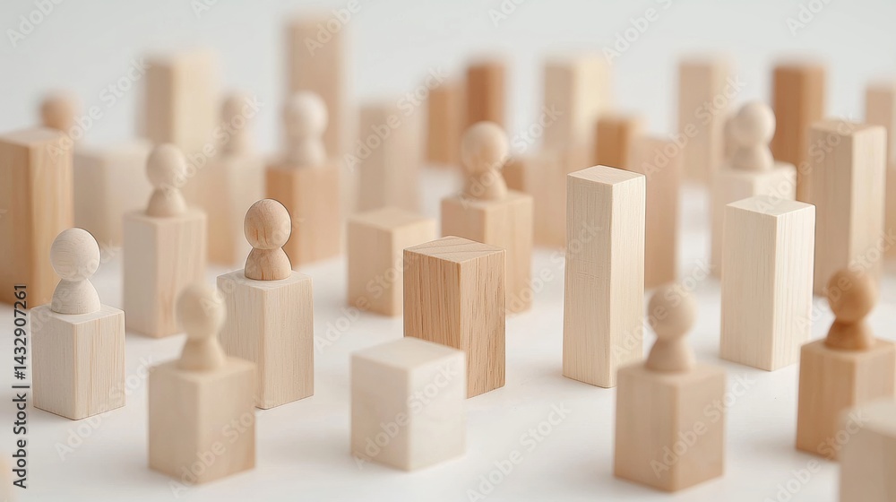 Poster a collection of wooden blocks in various shapes and sizes, arranged in a seemingly random pattern.