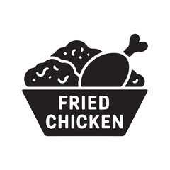 White Background Featuring Black Fried Chicken Icon Vector    2
