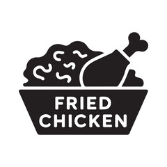 Vector Illustration of Fried Chicken in Black Color