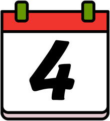 Cute Calendar Date fourth 4th 