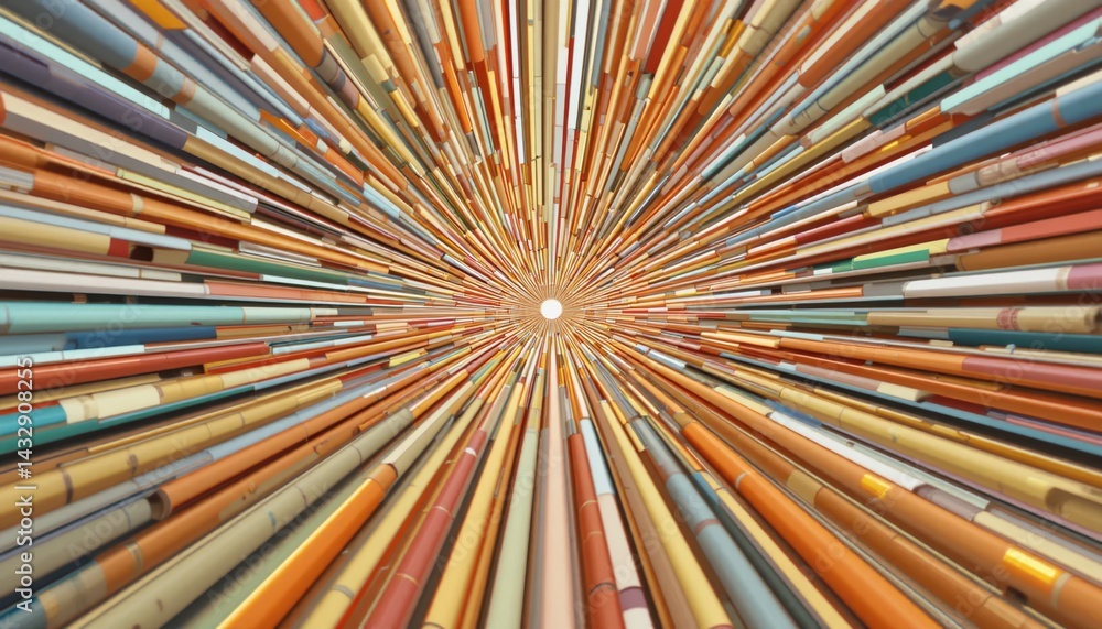 Poster dynamic burst of colorful tubes creating a 3d visual explosion abstract digital art studio environme