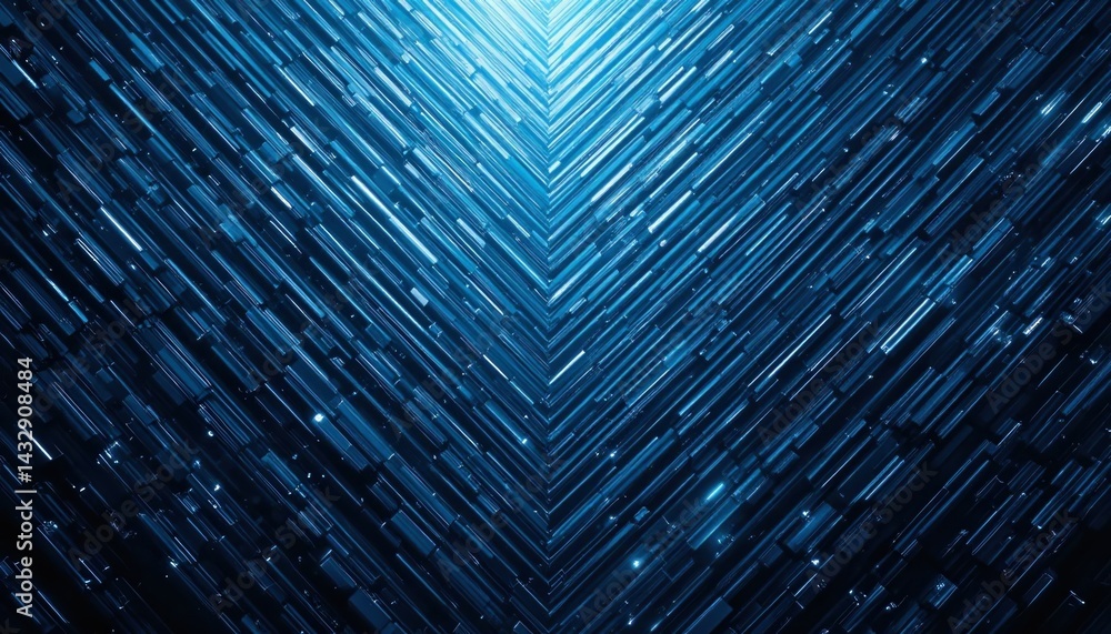 Poster dynamic light patterns creating depth and motion abstract digital art vibrant blue tones futuristic 
