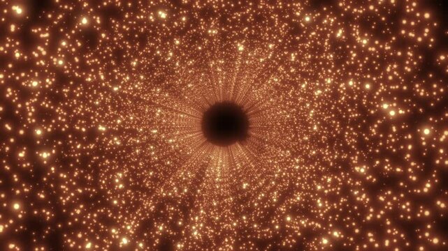 Digital futuristic tunnel or travel through time and space at high speed by moving bright neon lines of particles and bright dots. High technology corridor, warpspeed. Seamless looping animation