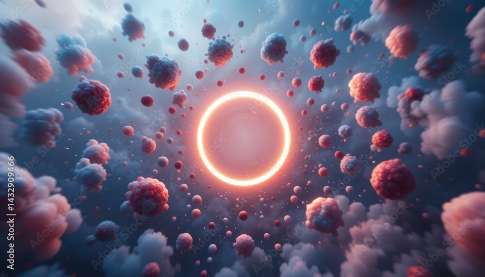 Poster dynamic celestial phenomenon imaginary universe digital art surreal environment aerial view cosmic c