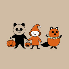 halloween cat and pumpkin