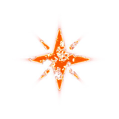 Burning icon star christmas on transparent background. Looks like burnt paper