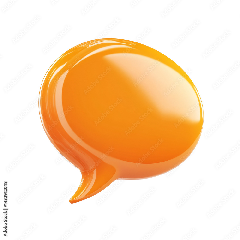 Aufkleber Orange speech bubble with a glossy surface, communication concept in vibrant color, isolated rendering