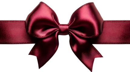 Decorative red ribbon bow with satin texture isolated on white background