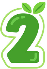 Green Leaf Decorated Number 2
