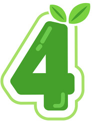 Green Leaf Decorated Number 4
